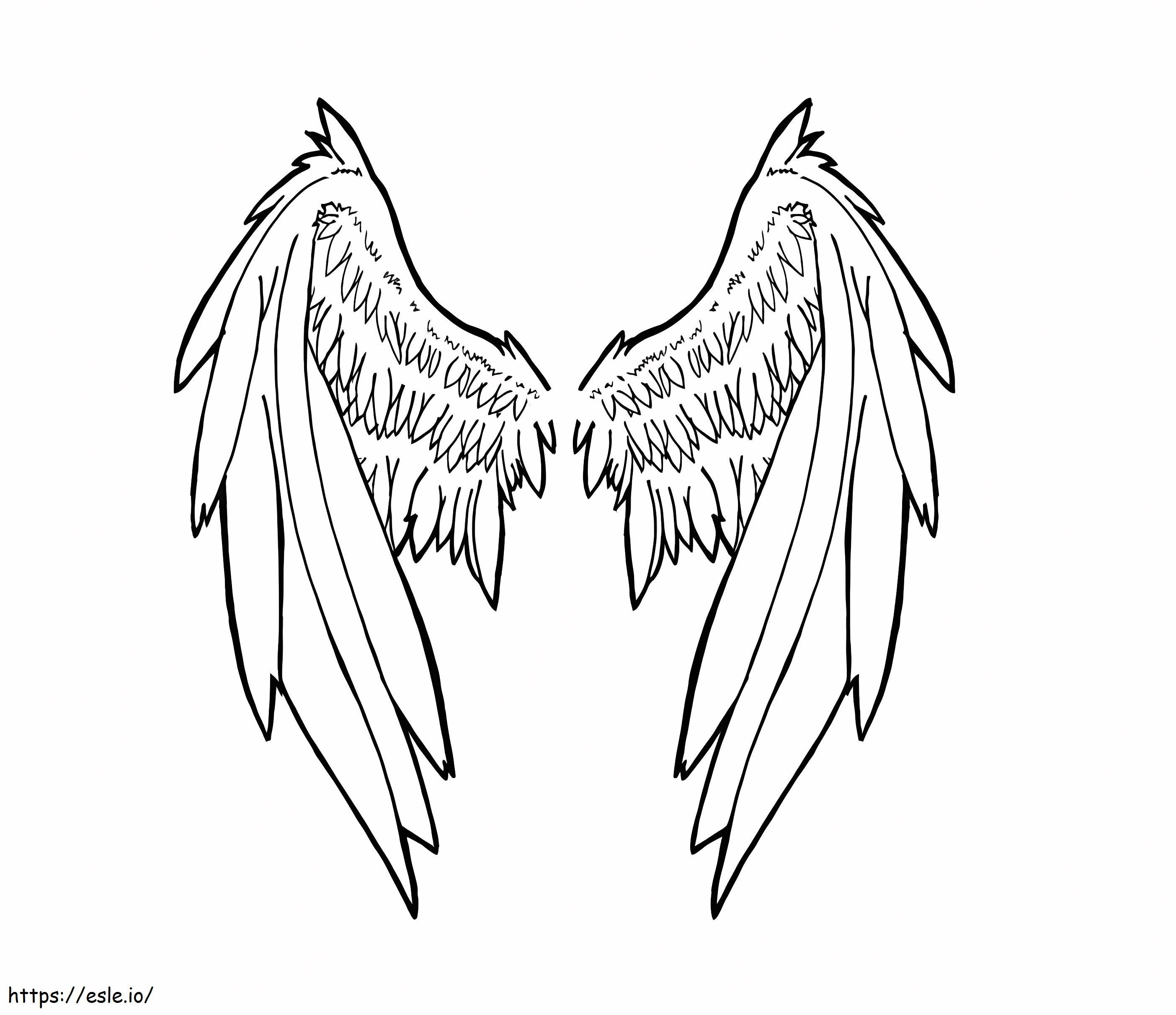 クールな天使の羽 ぬりえ - 塗り絵