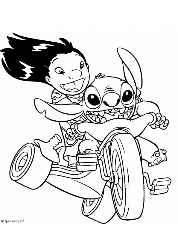 Coloriage 1539916445 Superbe vélo sur Lilo et Stitch sur une moto à imprimer dessin