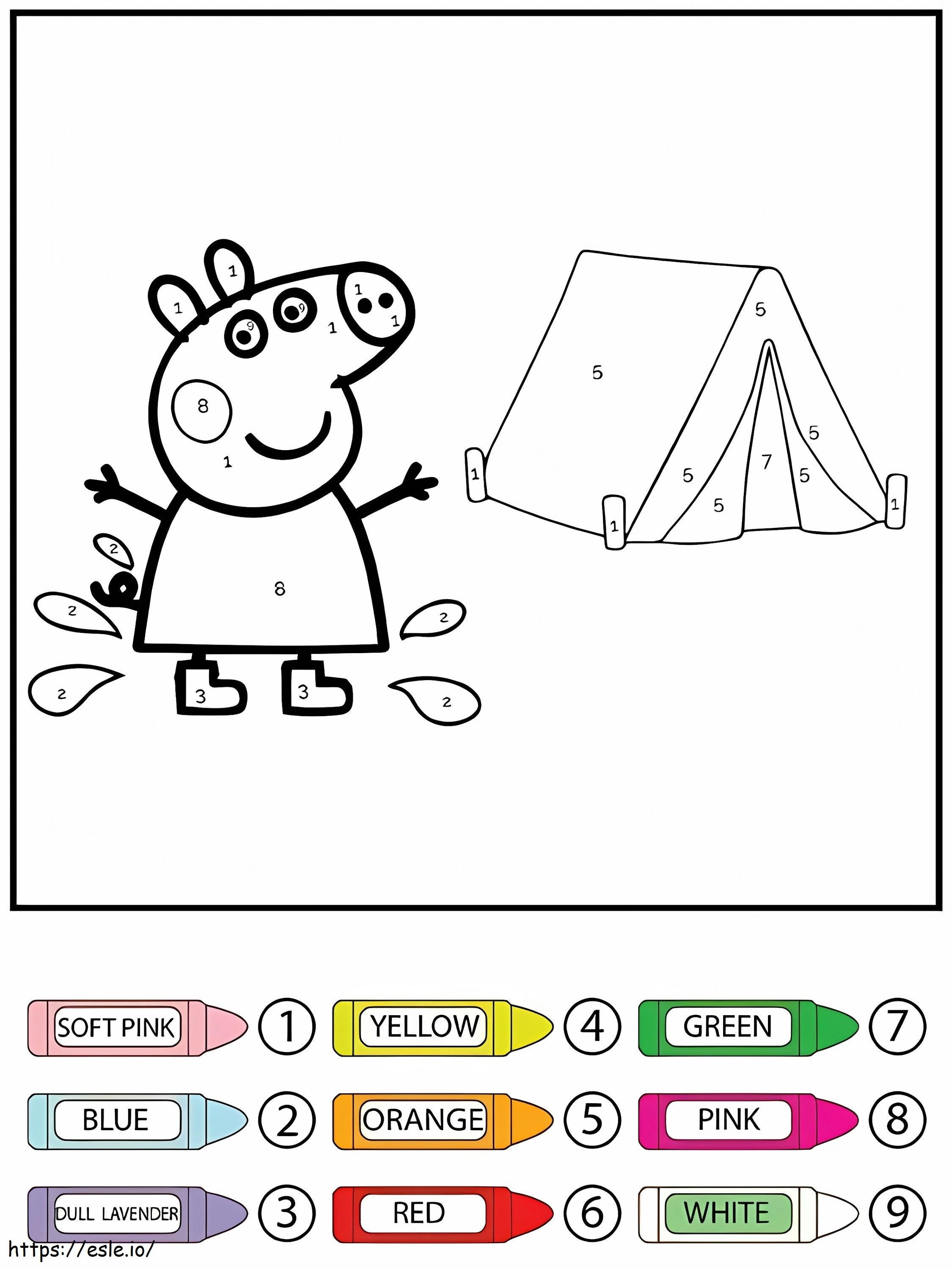 Peppa Pig camping cor por número para colorir