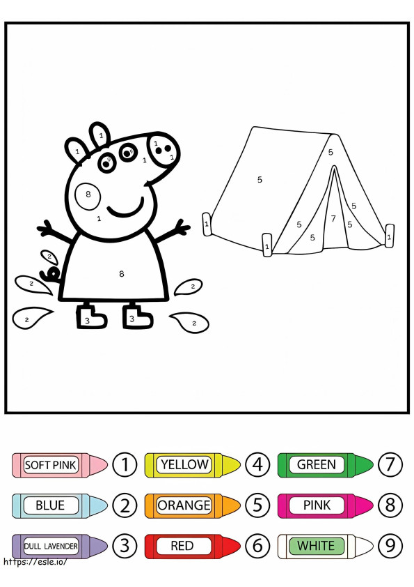 Peppa Pig camping cor por número para colorir
