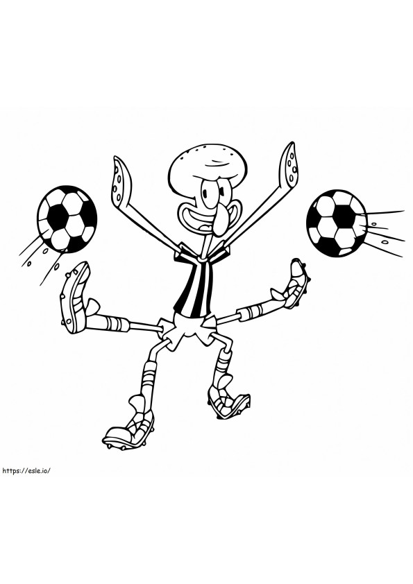 Squidward Bermain Sepak Bola Gambar Mewarnai