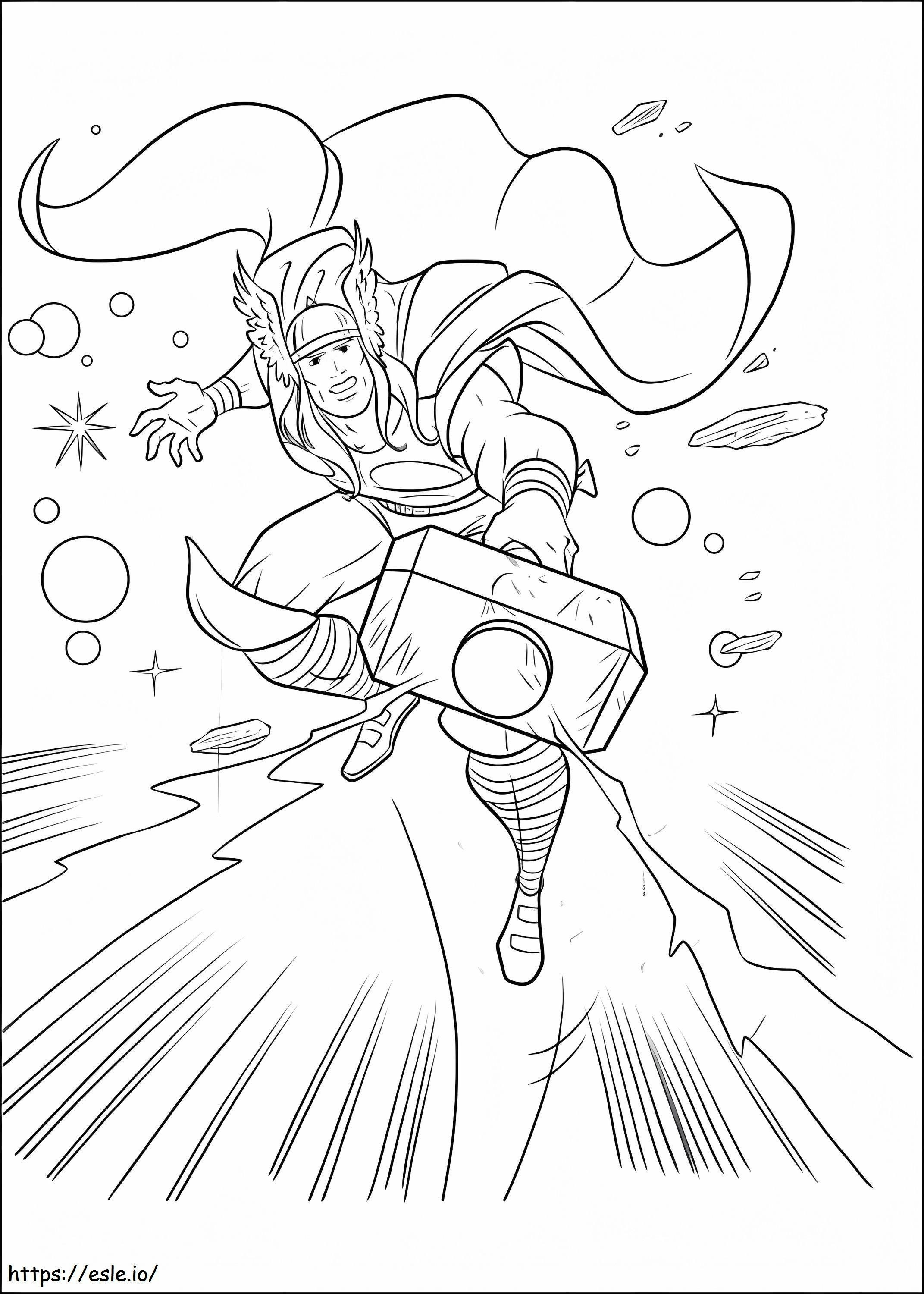 Cartoon Thor Attack coloring page