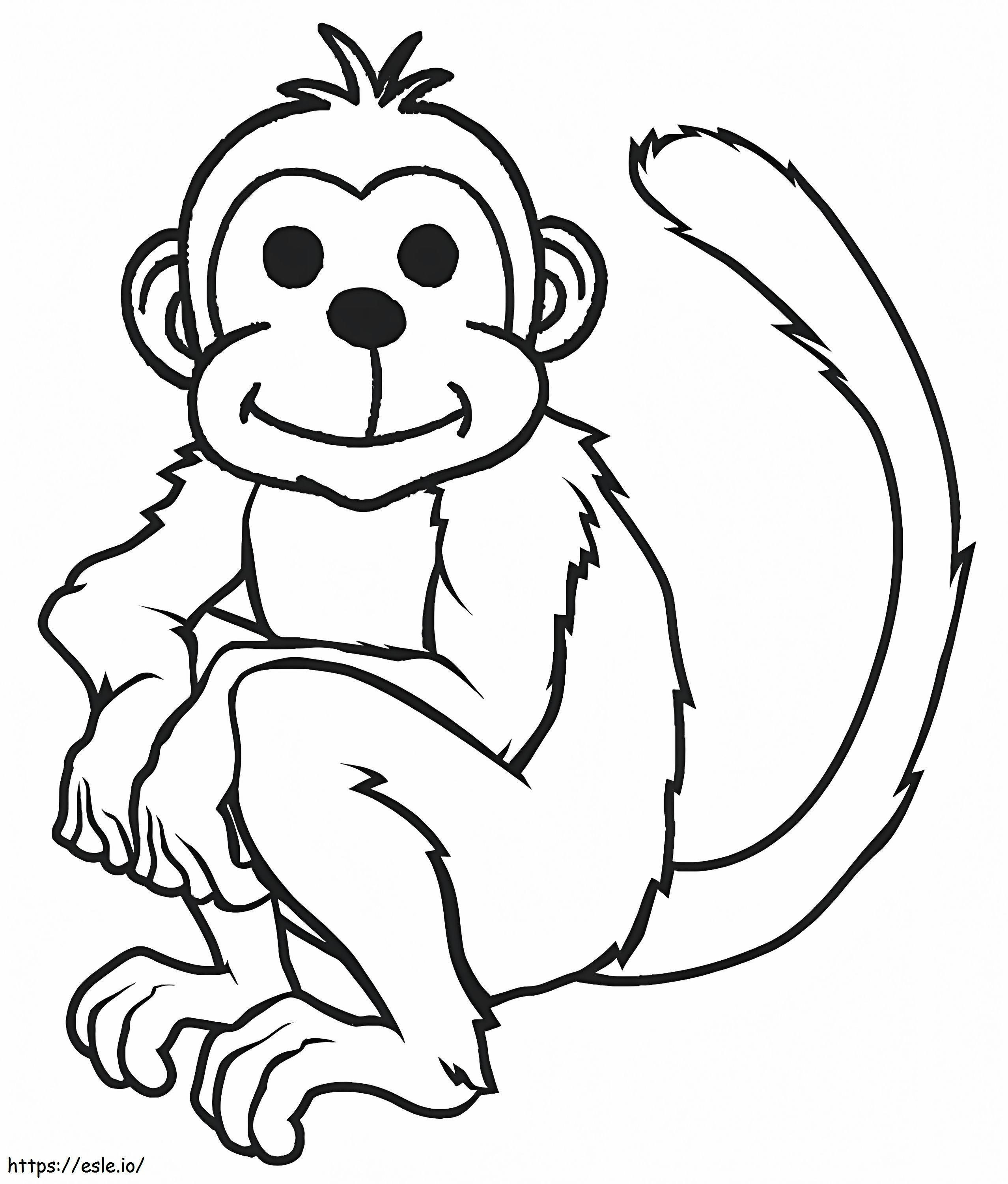 dibujar mono sentado para colorear