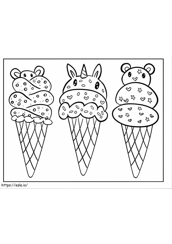 Ice Cream Trio Doodle coloring page