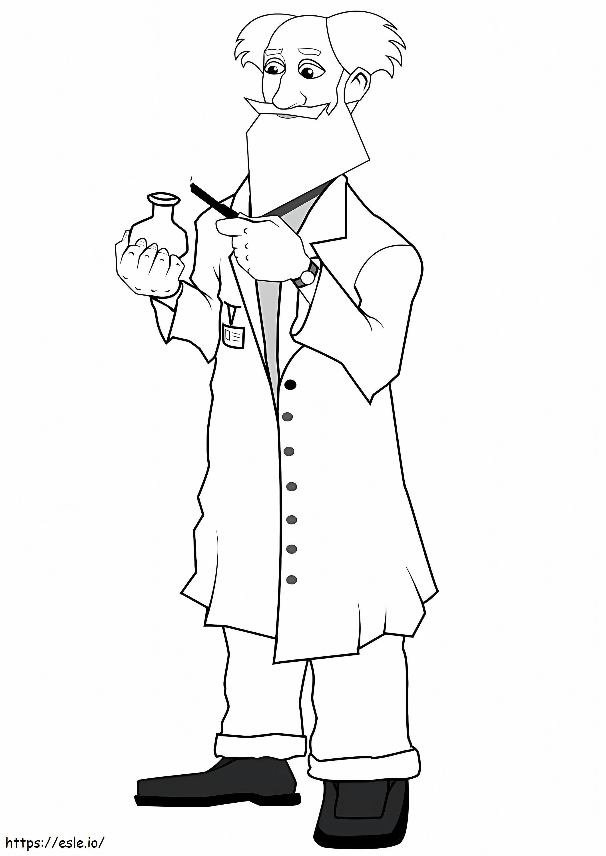 Old Scientist coloring page