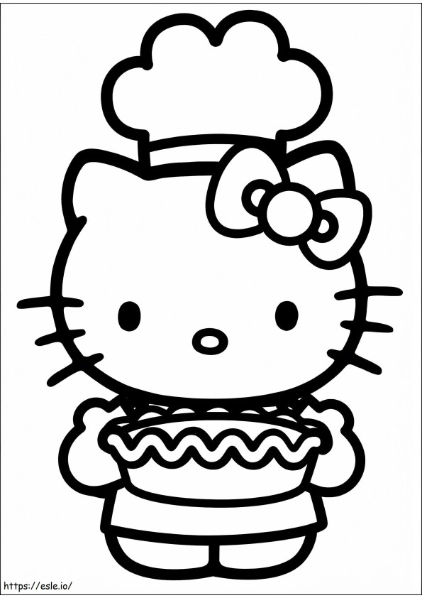 Hello Kitty Is A Chef coloring page