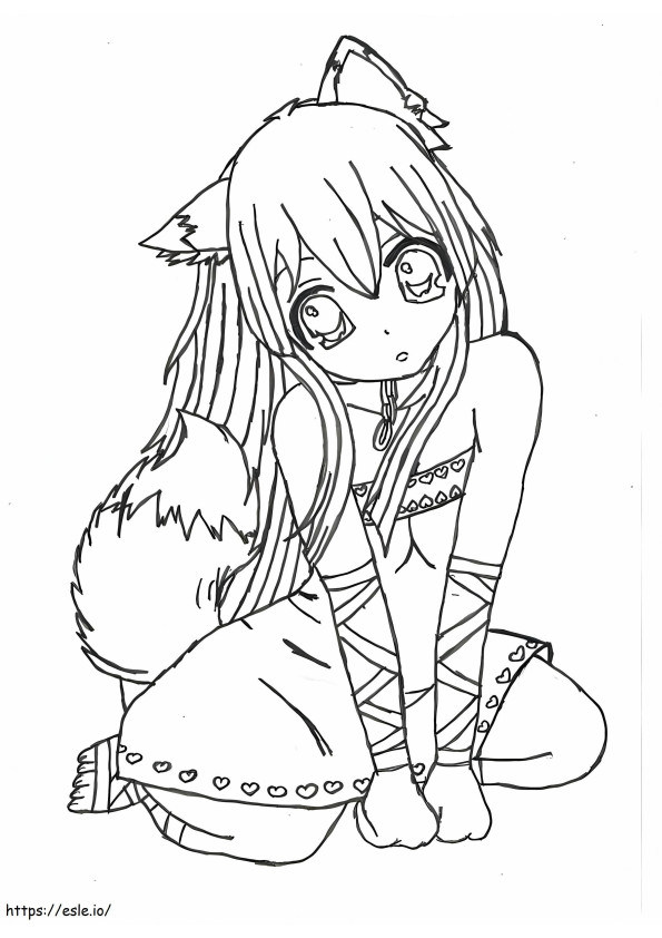 Manga Cute Girl 2 745X1024 coloring page