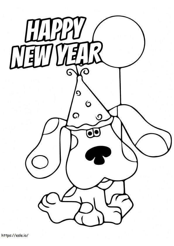 Happy New Year With Dog Design Coloring Page coloring page