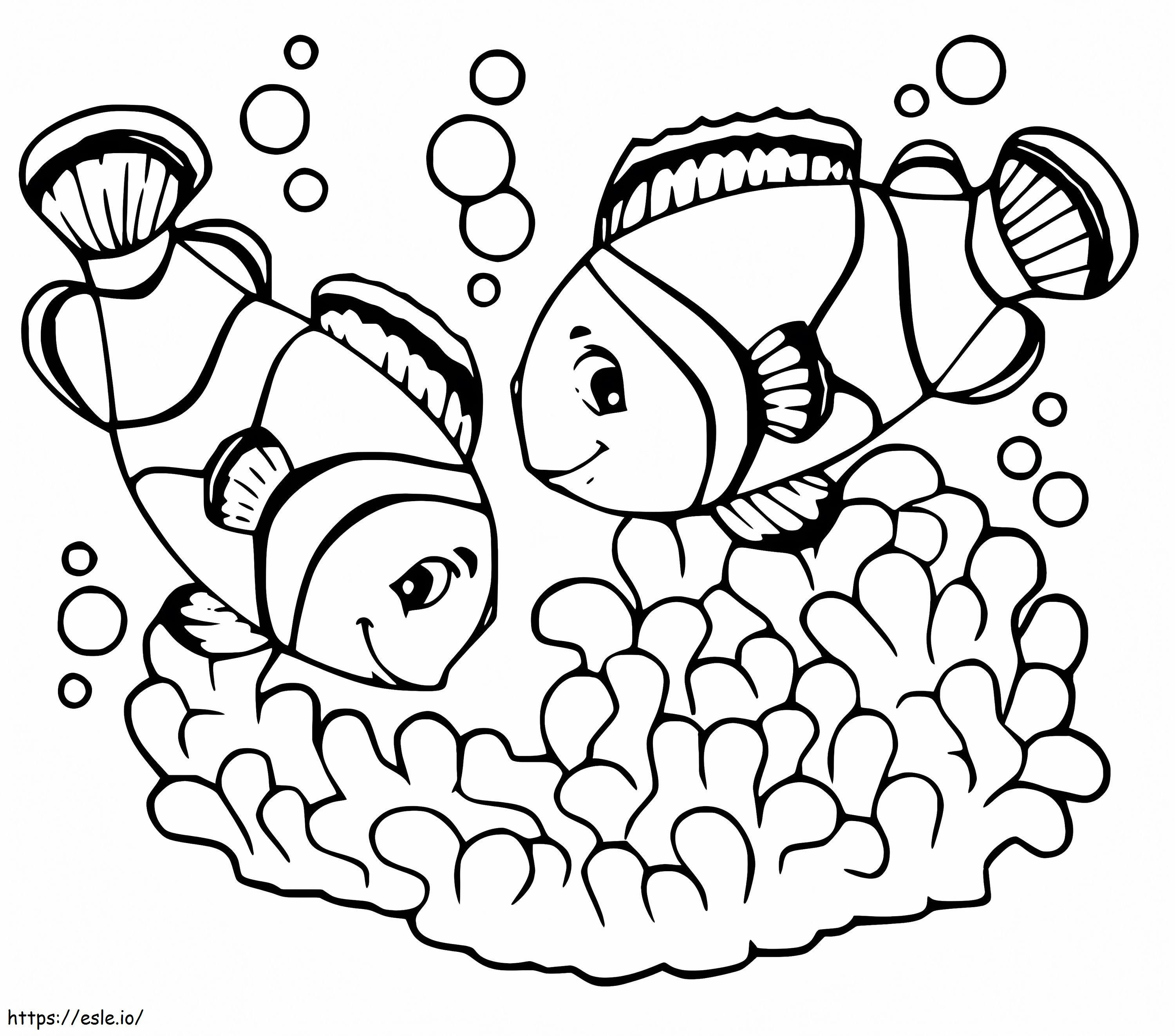Peixes-palhaços fofos para colorir
