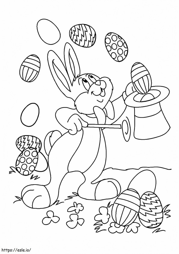 Coloriage 1530585299 Le spectacle de magie du lapin de Pâques A4 à imprimer dessin