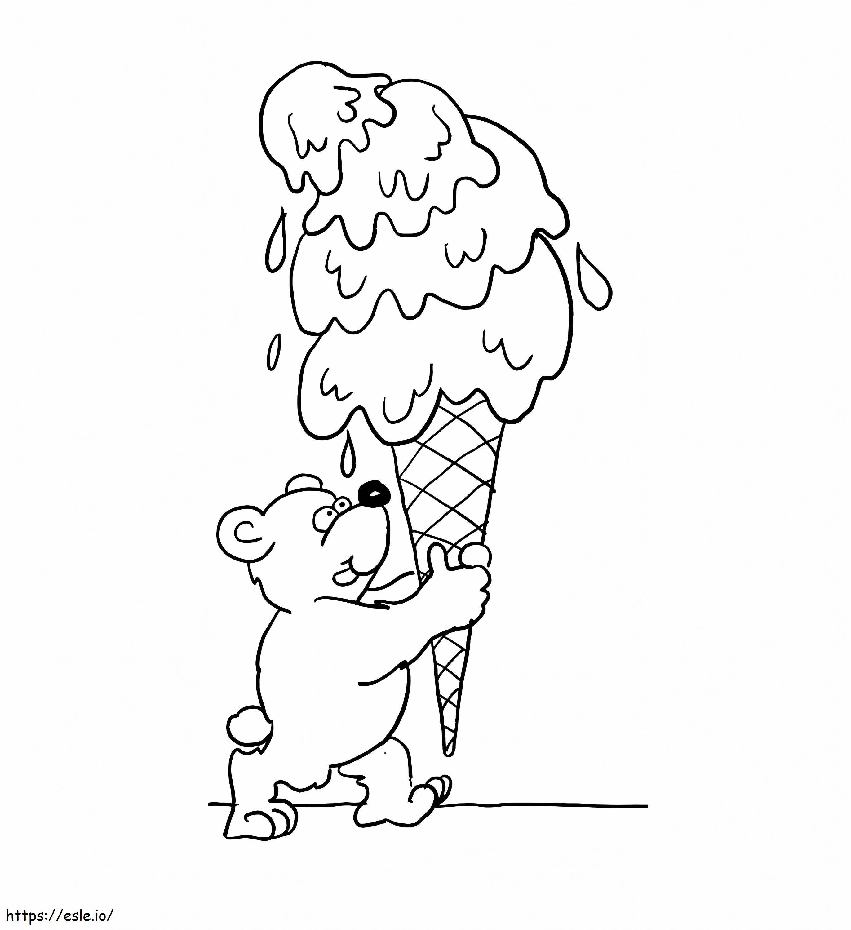 Teddy Bear And Ice Cream coloring page