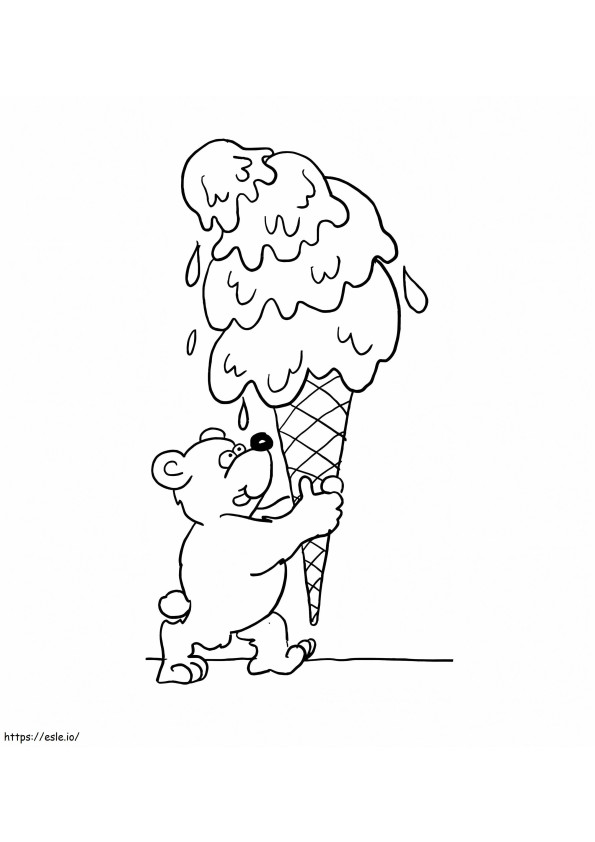 Ursinho de pelúcia e sorvete para colorir