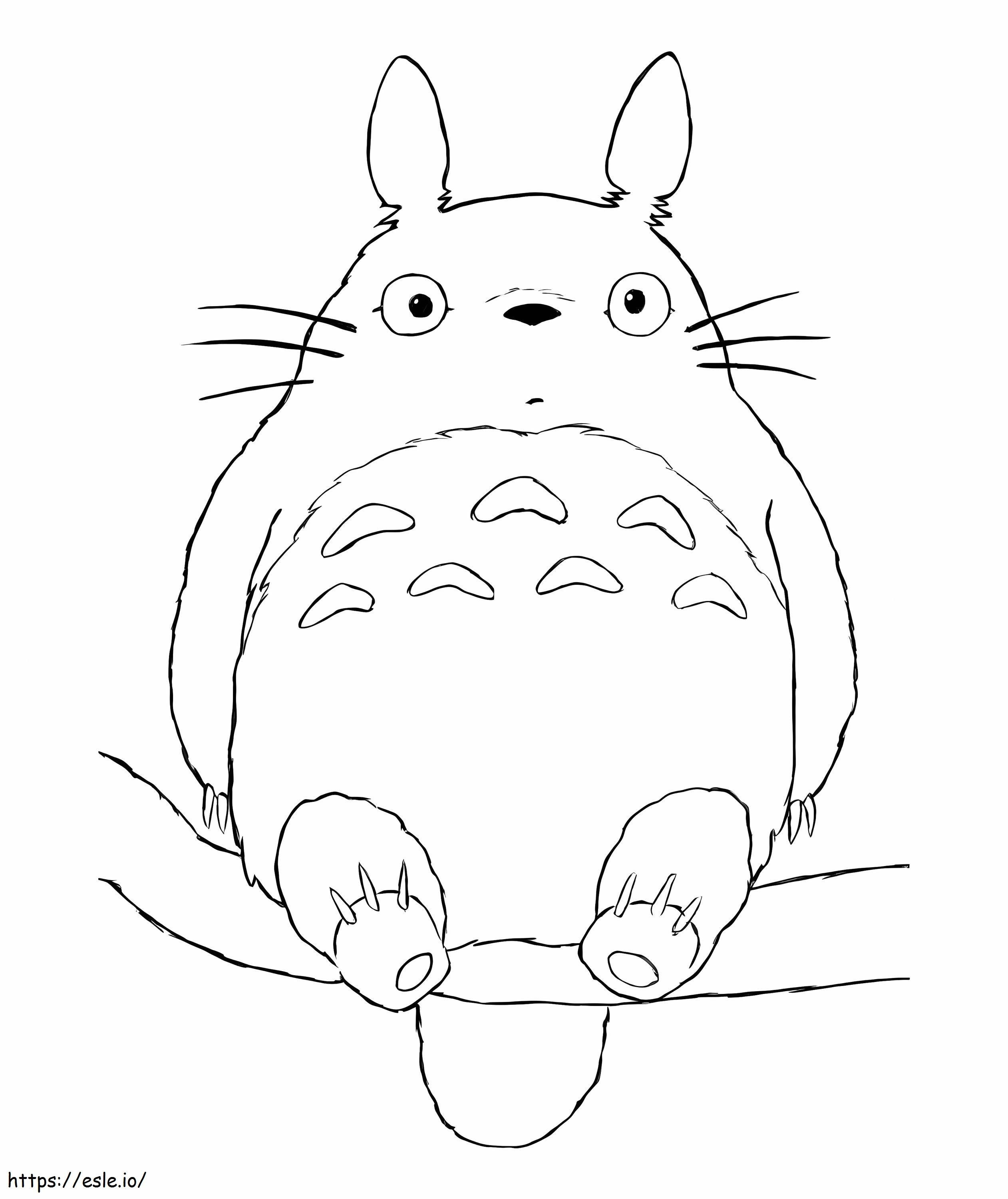 Coloriage Totoro sur une branche à imprimer dessin
