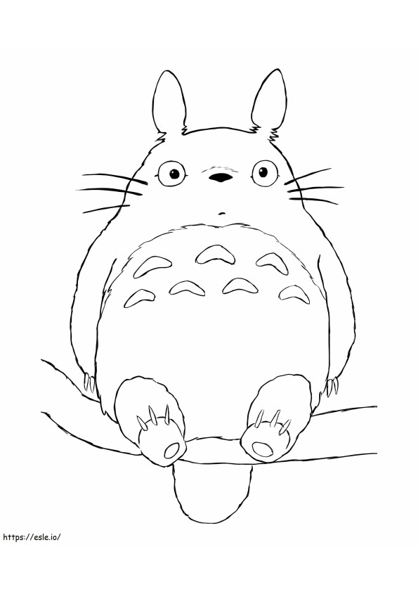 Totoro em um galho para colorir