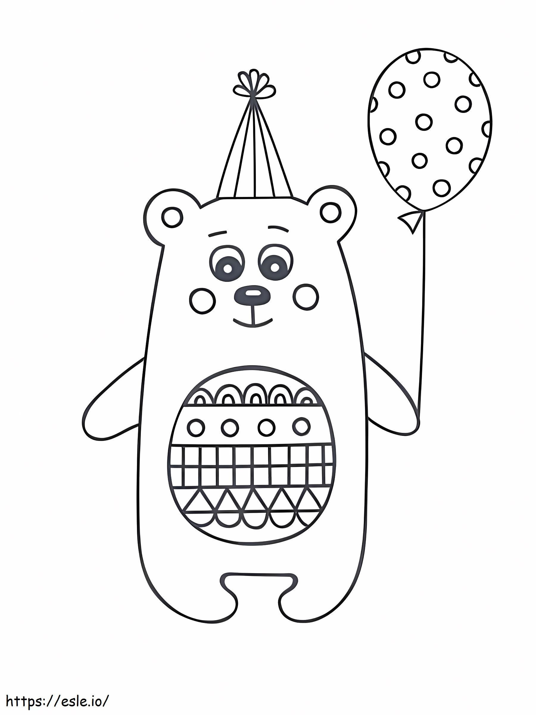 Kawaii-Bär mit Ballon ausmalbilder
