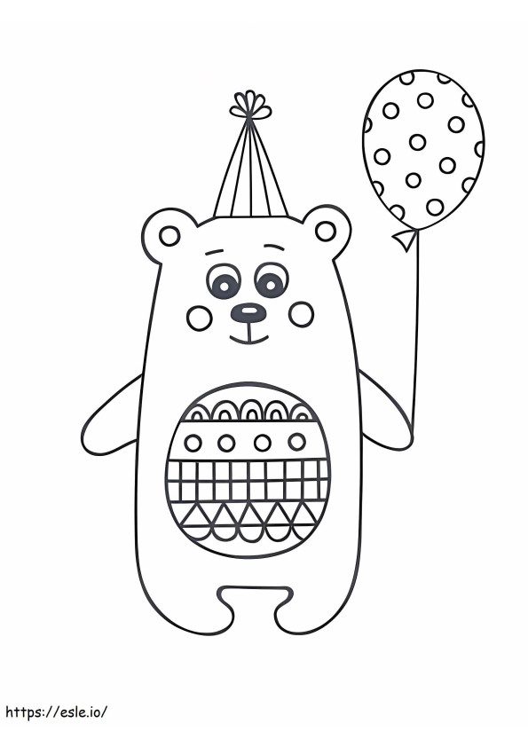 Balon Memegang Beruang Kawaii Gambar Mewarnai