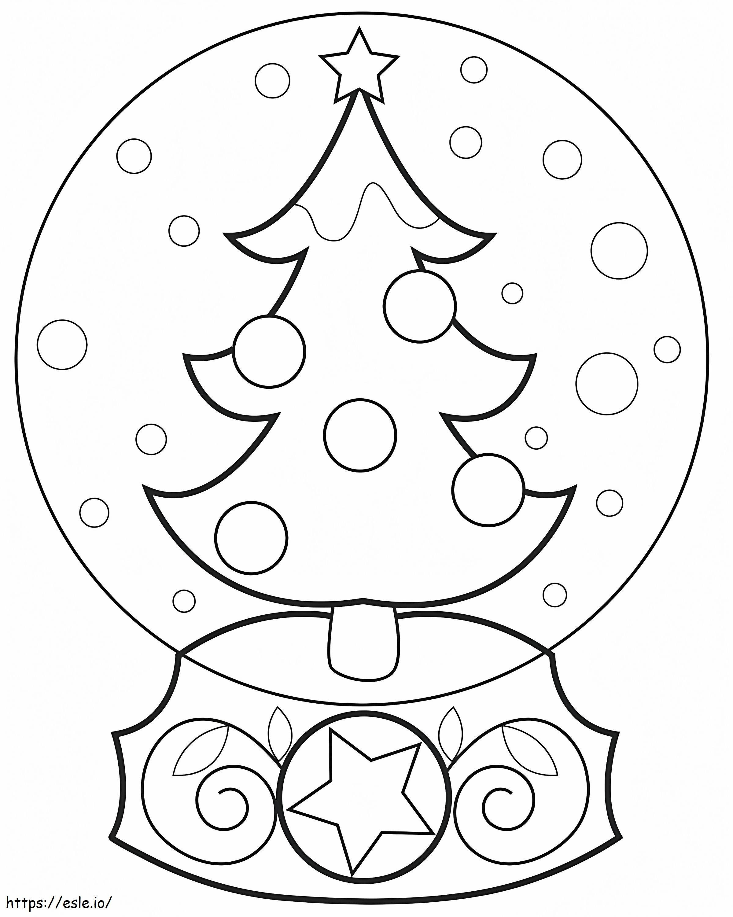 Kerstboom In Sneeuwbol kleurplaat kleurplaat