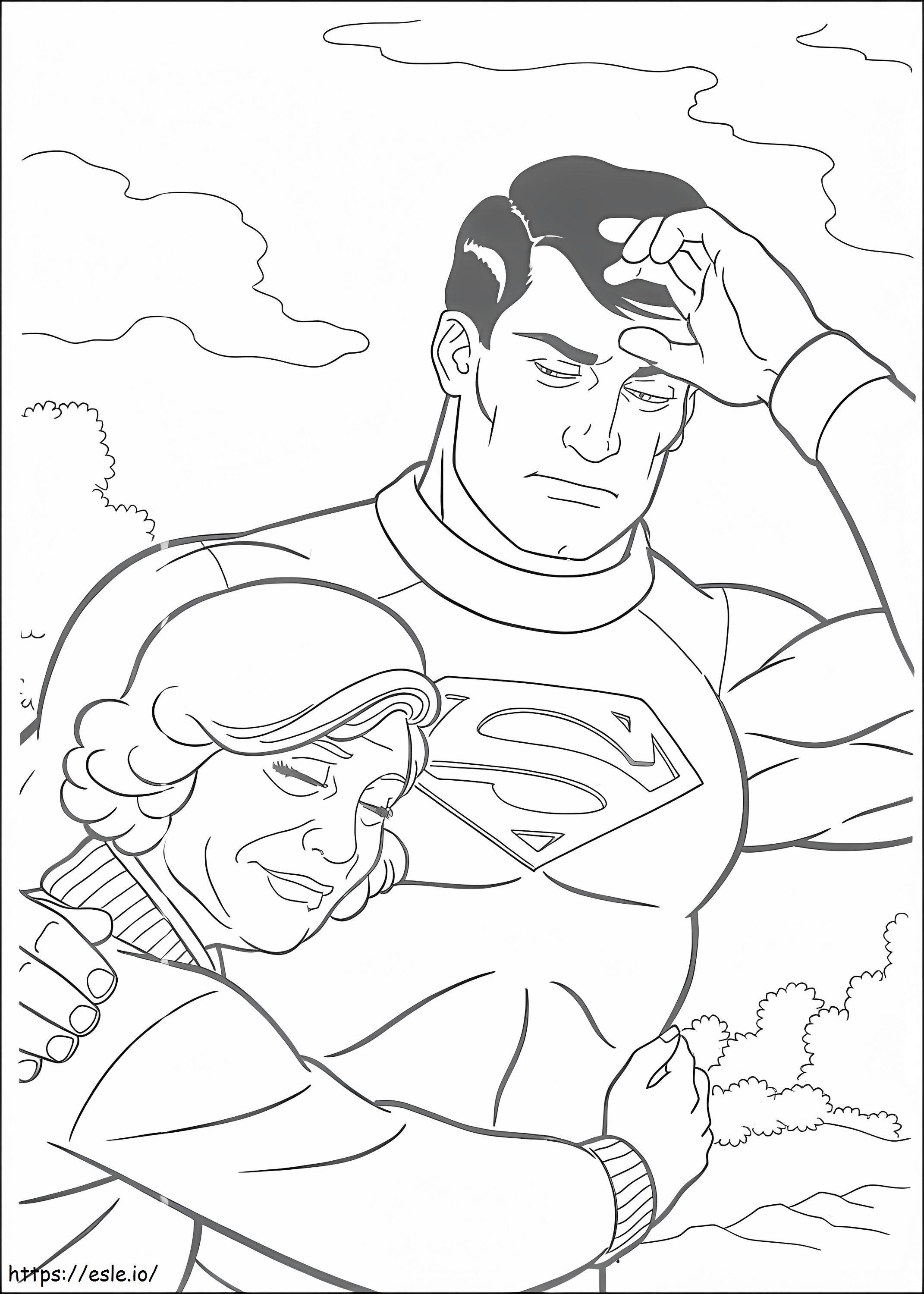 Wanita Tua Memeluk Superman Gambar Mewarnai Gratis Untuk Dicetak