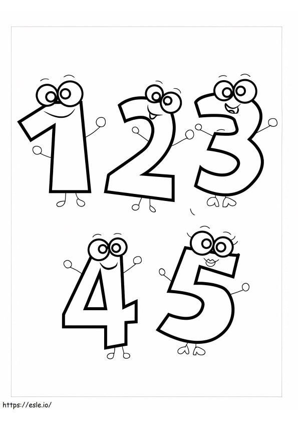 Fun Numbers From 1 To 5 coloring page