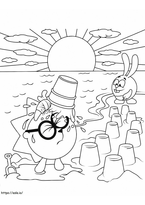 Chikoriki And PogoRiki On The Beach coloring page