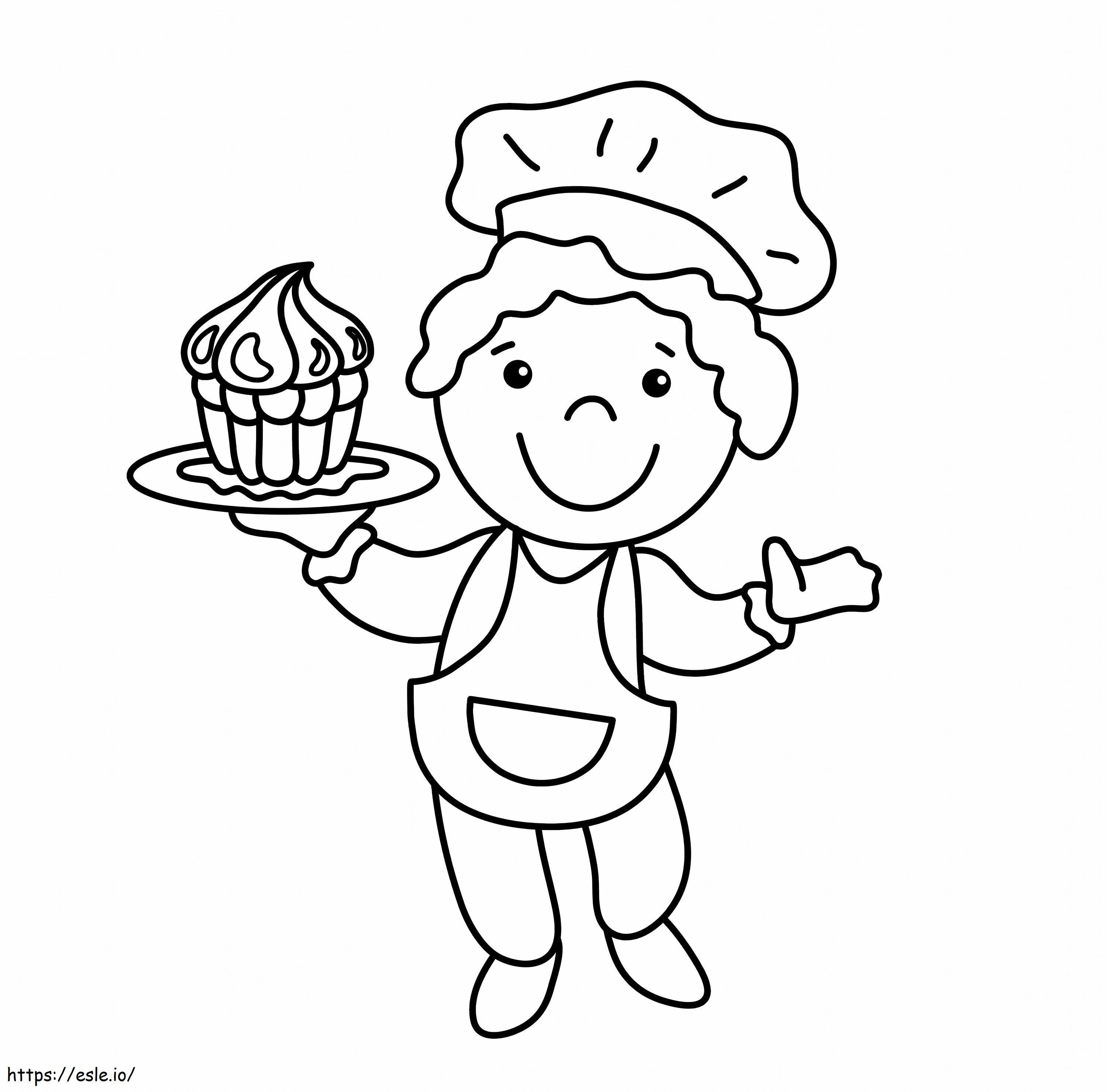 Cute Kid Chef coloring page