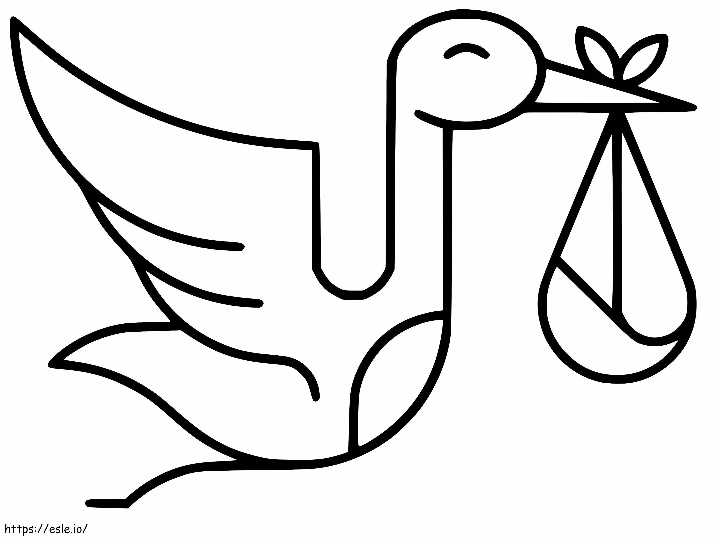 Egyszerű aranyos gólya kifestő