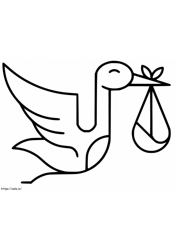 Simple Cute Stork coloring page