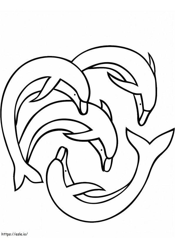 Four Dolphins 791X1024 coloring page