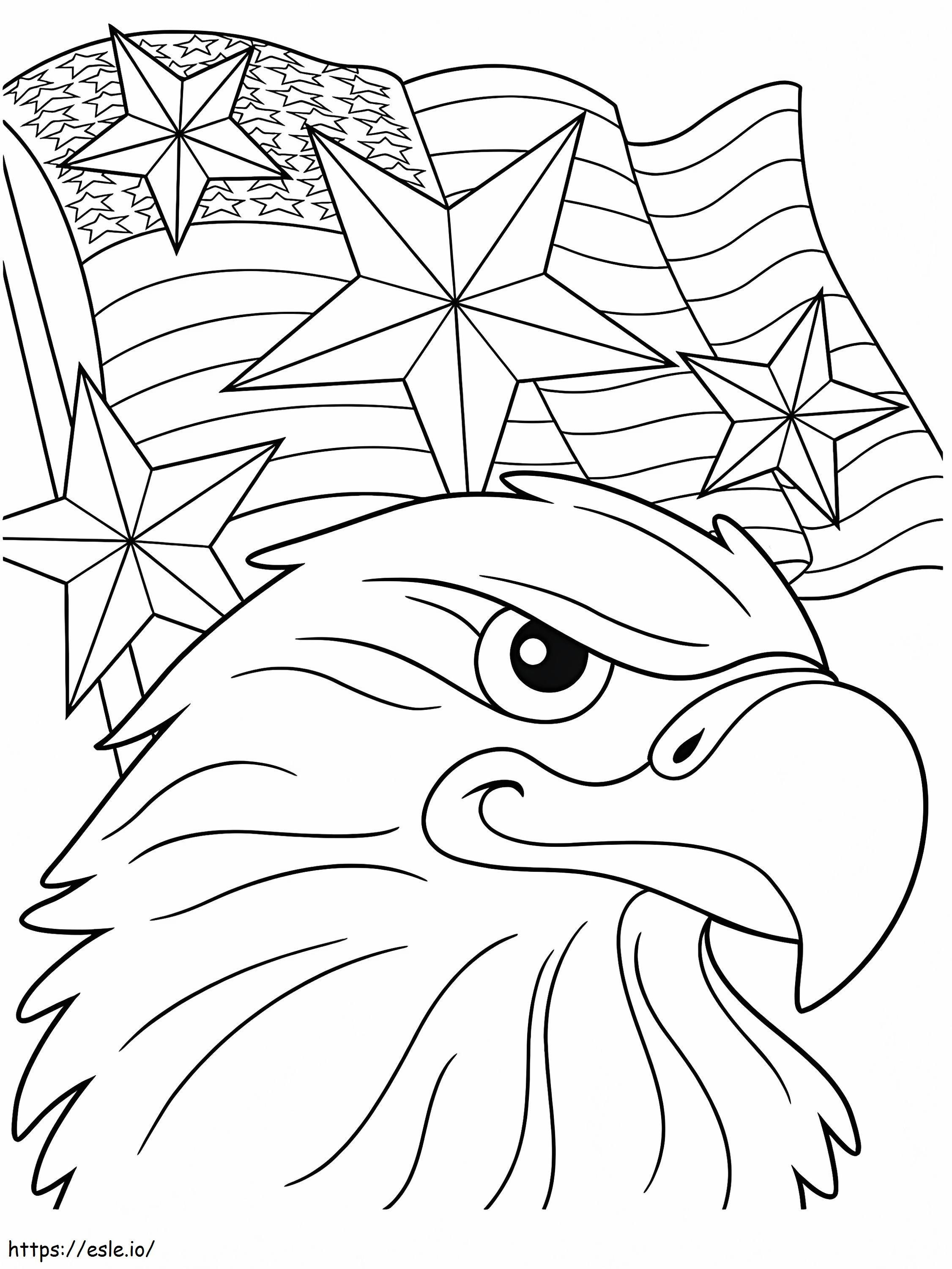 Águila con bandera para colorear