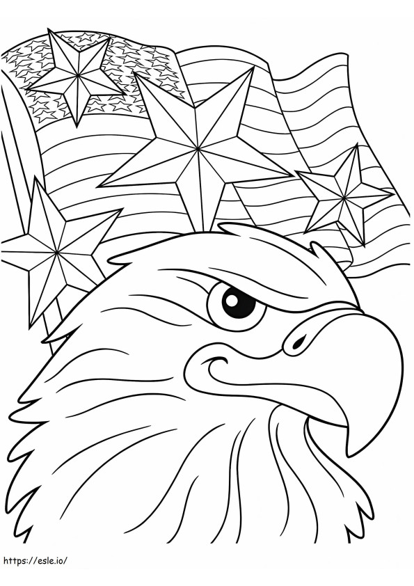 Coloriage Aigle avec drapeau à imprimer dessin