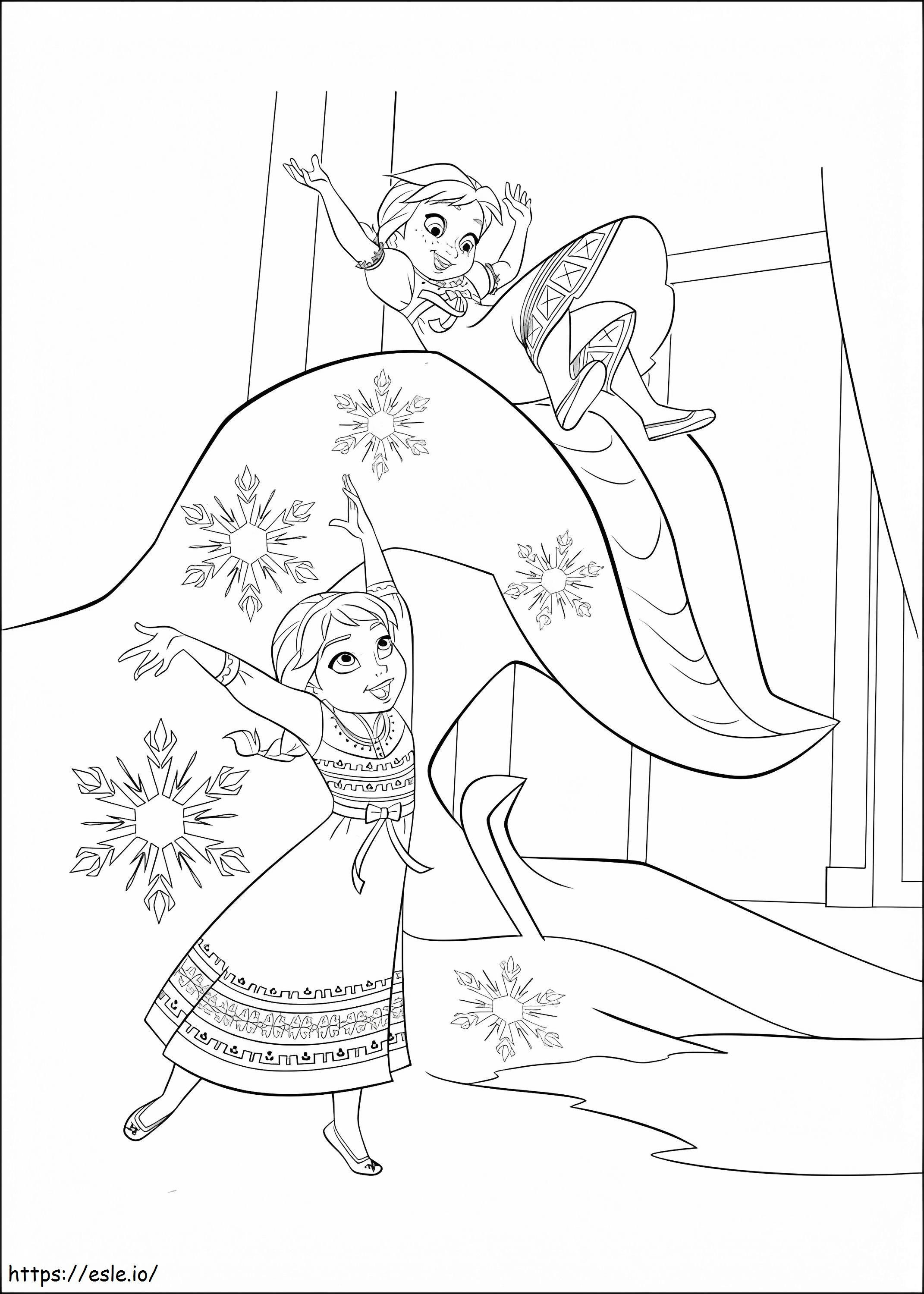 1534300626 Elsa And Anna Playing A4 coloring page