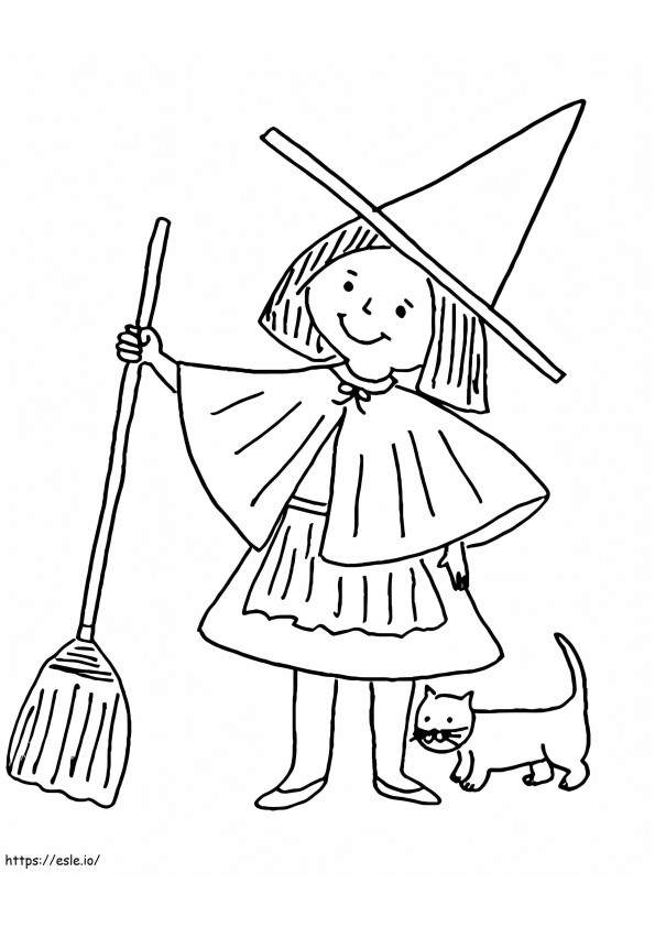 Desen De Fata Vrăjitoare și Pisica de colorat