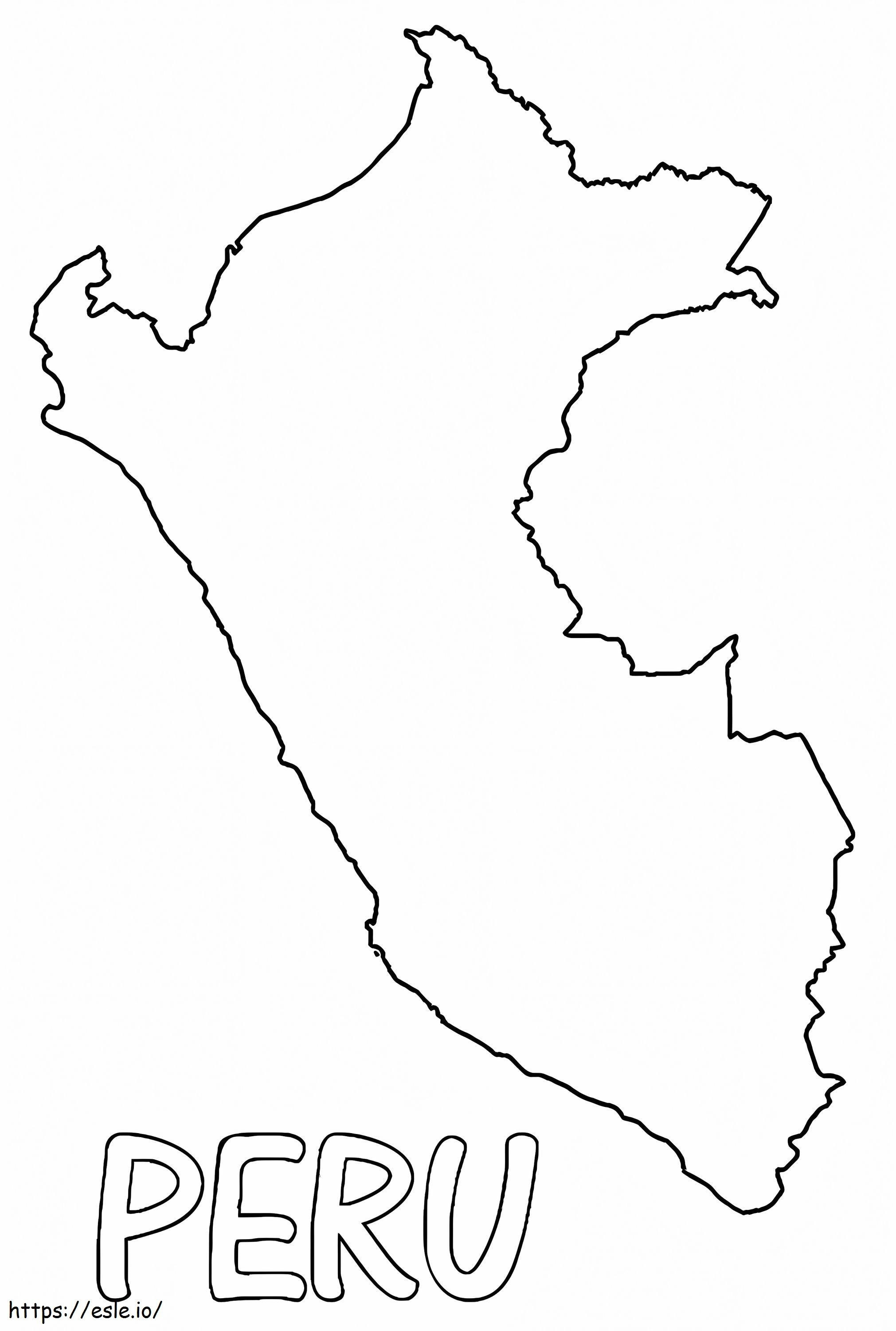 Contorno della mappa del Perù da colorare