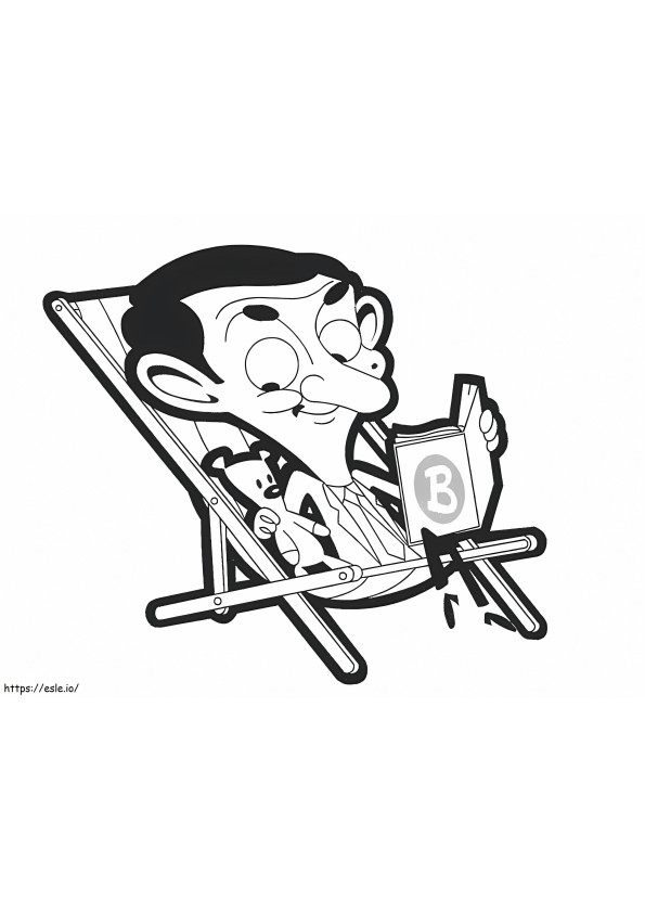 1531706644 Mr Bean Reading Book A4 coloring page