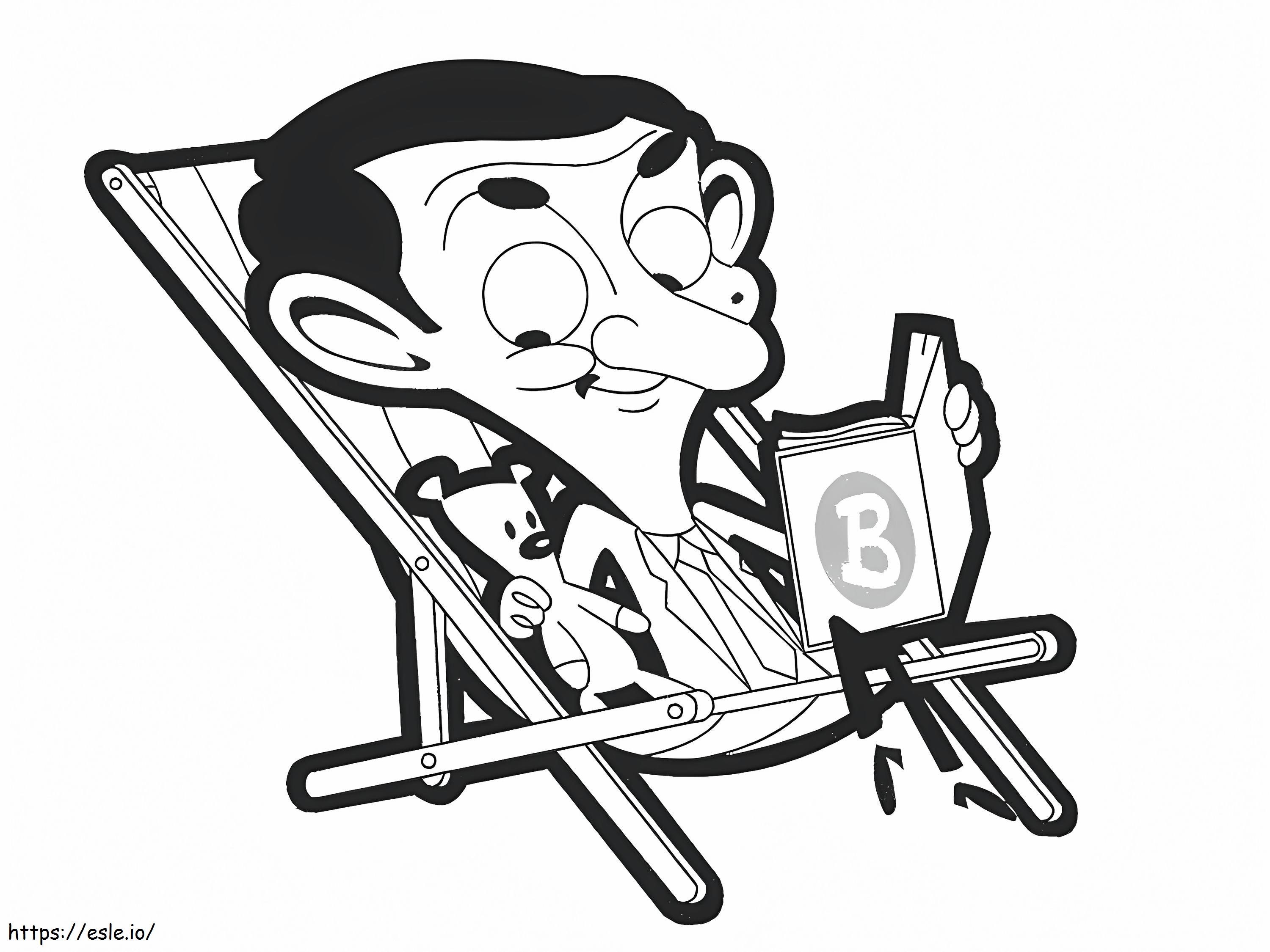 1531706644 Mr Bean Reading Book A4 coloring page