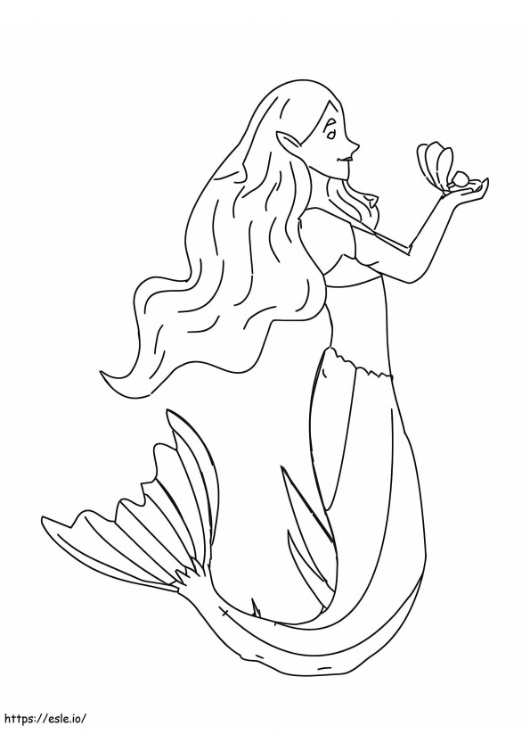 Lächelnde Meerjungfrau, die eine Muschel hält ausmalbilder