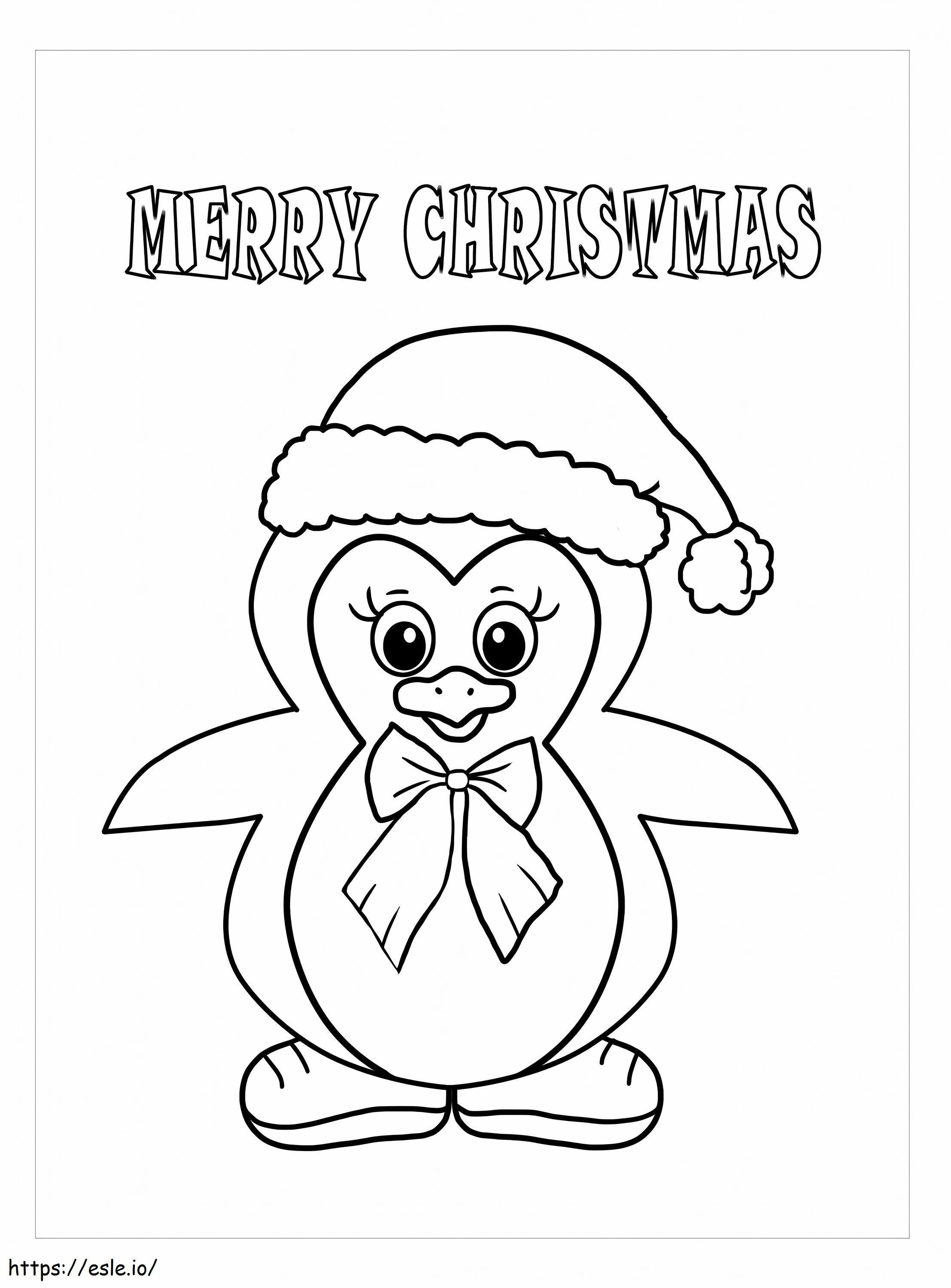 Coloriage Pingouin joyeux Noël à imprimer dessin
