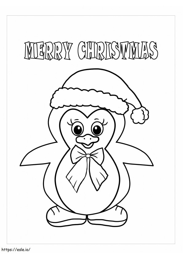 Pingviini Hyvää Joulua värityskuva
