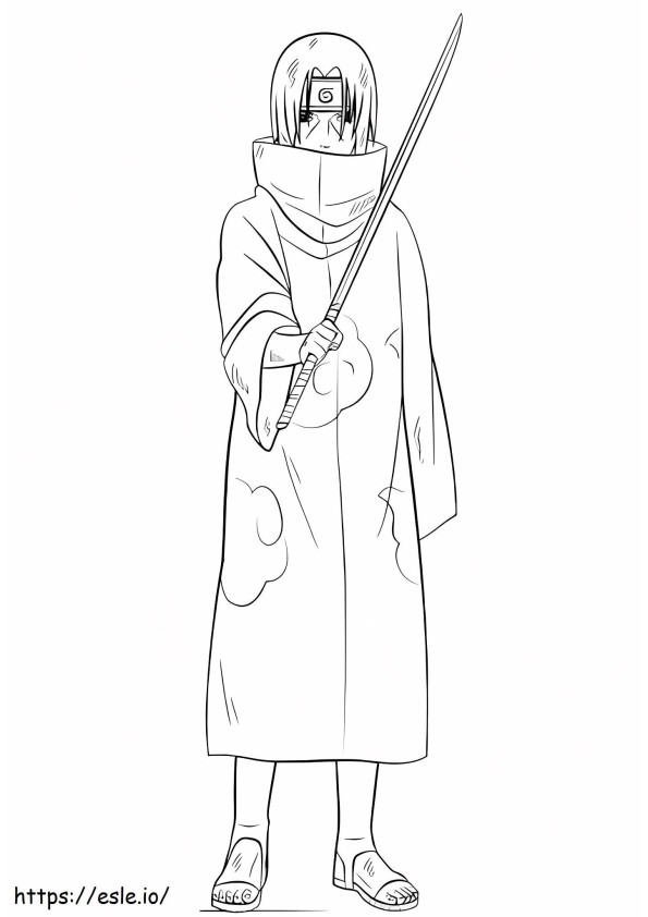Uchiha Itachi Holding Sword coloring page