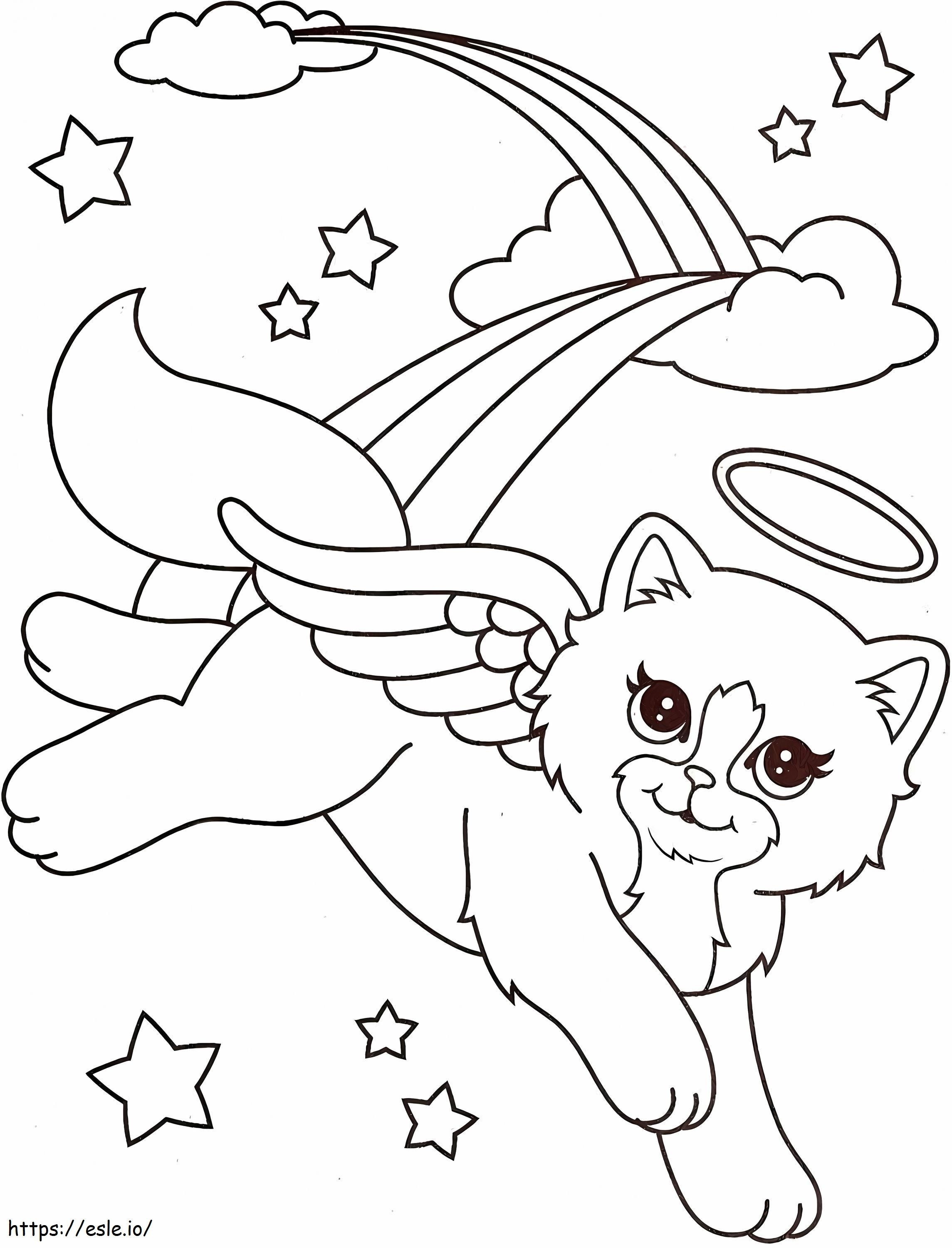 Coloriage 1566372443 Ange Kitty de Lisa Frank A4 à imprimer dessin