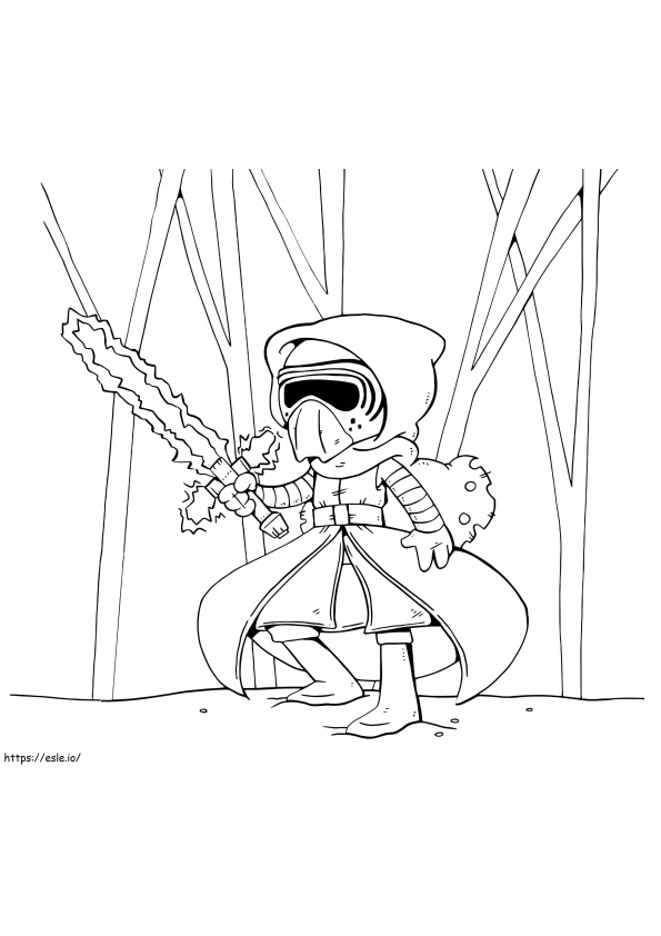 Kylo Ren With Lightsaber coloring page