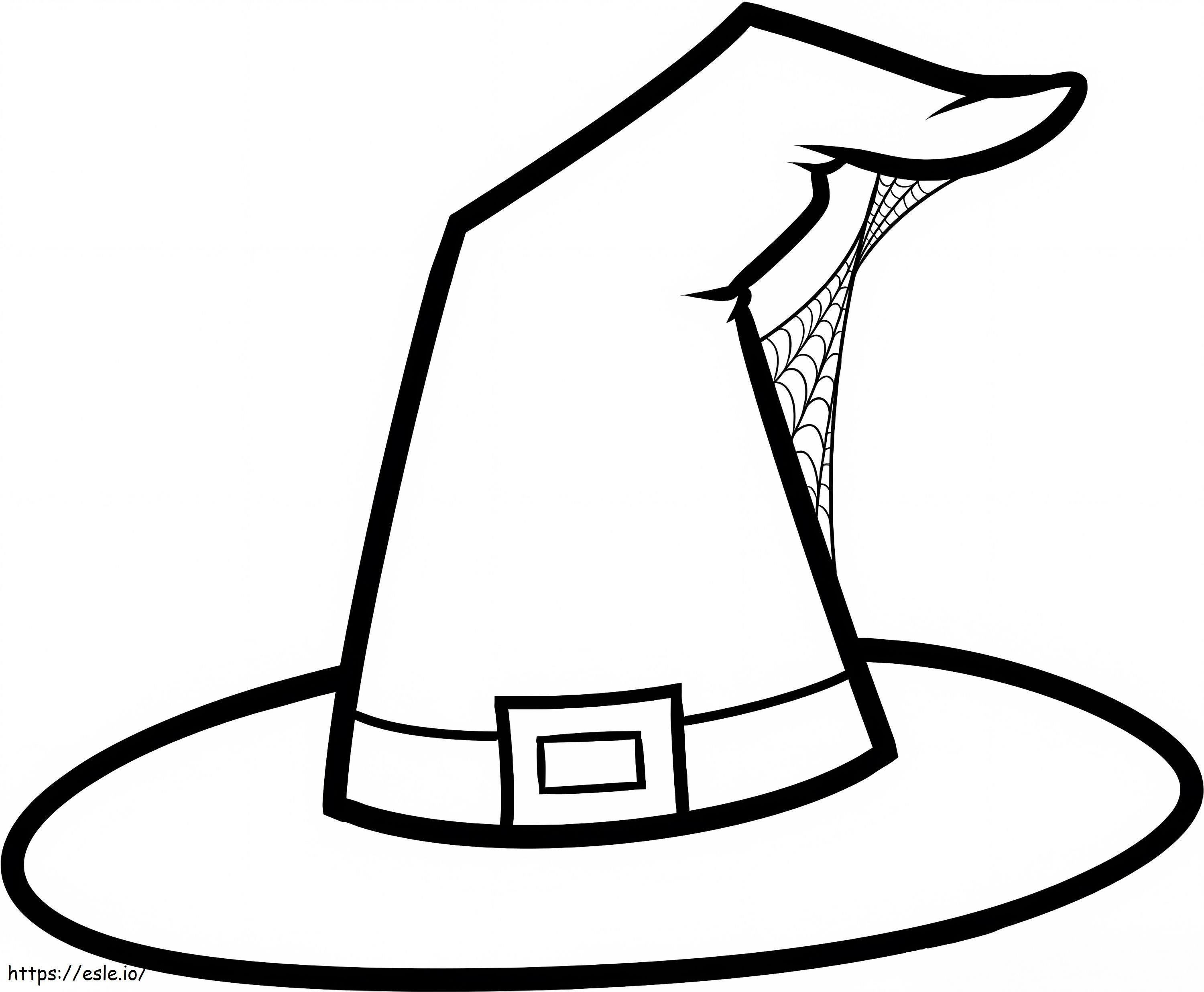 Witch Hat And Spider Web coloring page