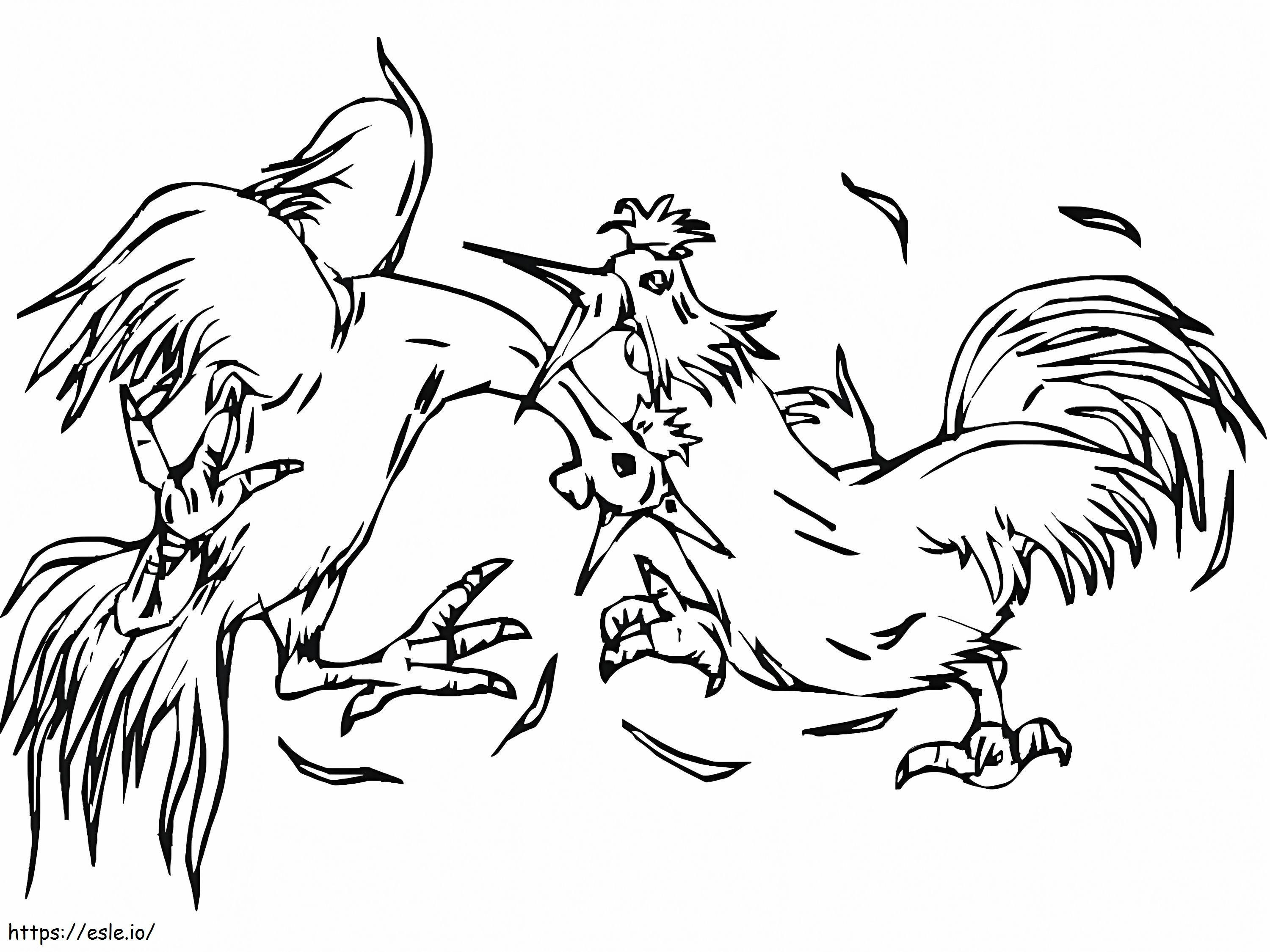 Fighting Roosters coloring page