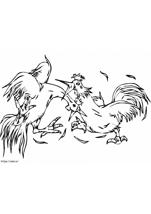 Fighting Roosters coloring page