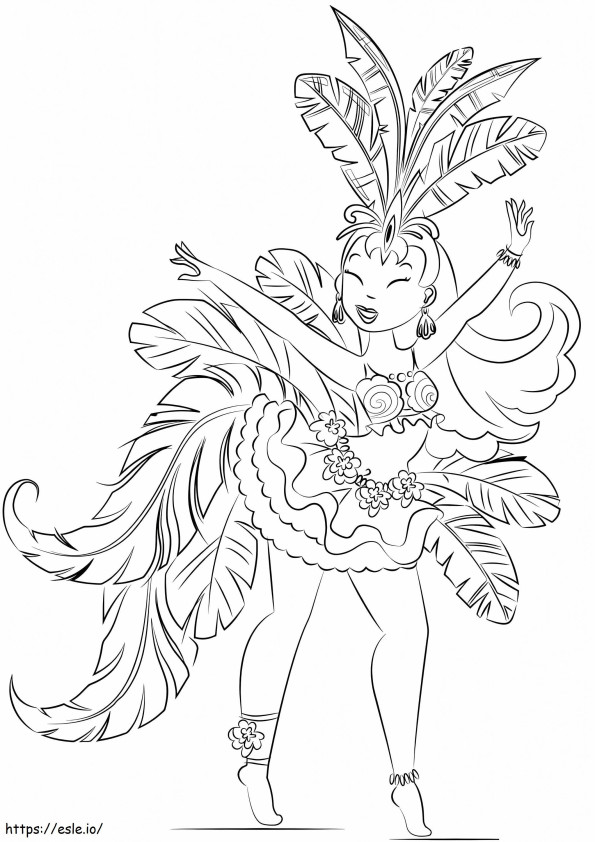 Coloriage Belle danseuse de Samba à imprimer dessin