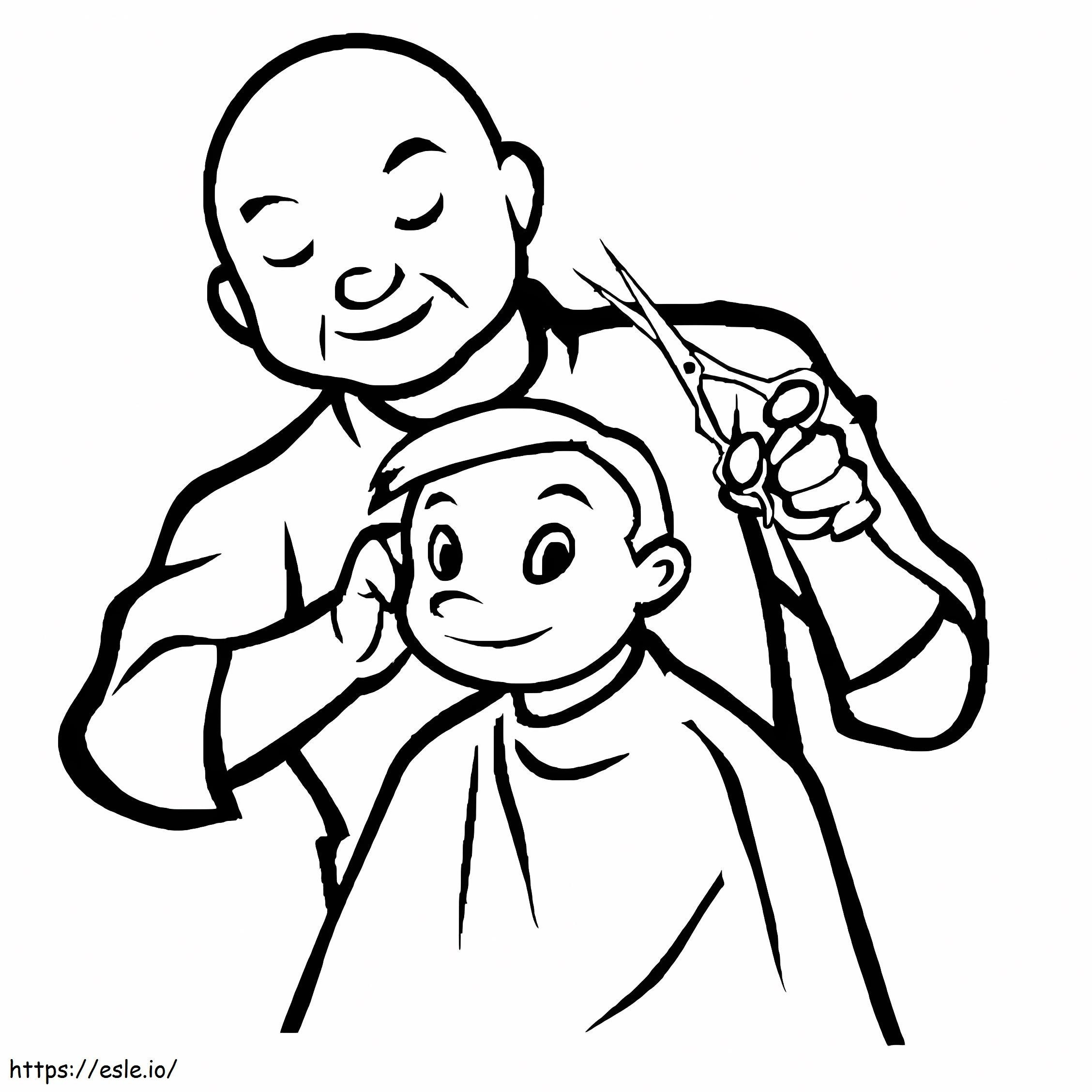 niño y barbero para colorear