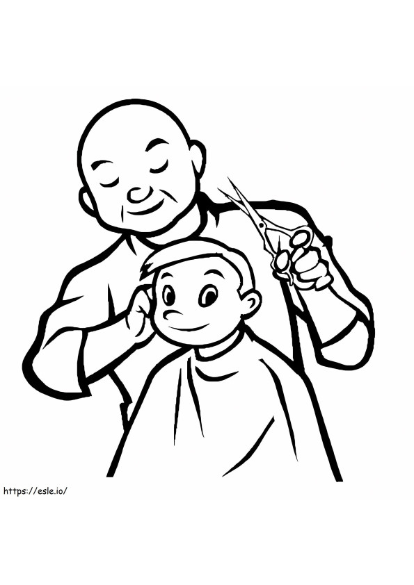 Junge und Friseur ausmalbilder