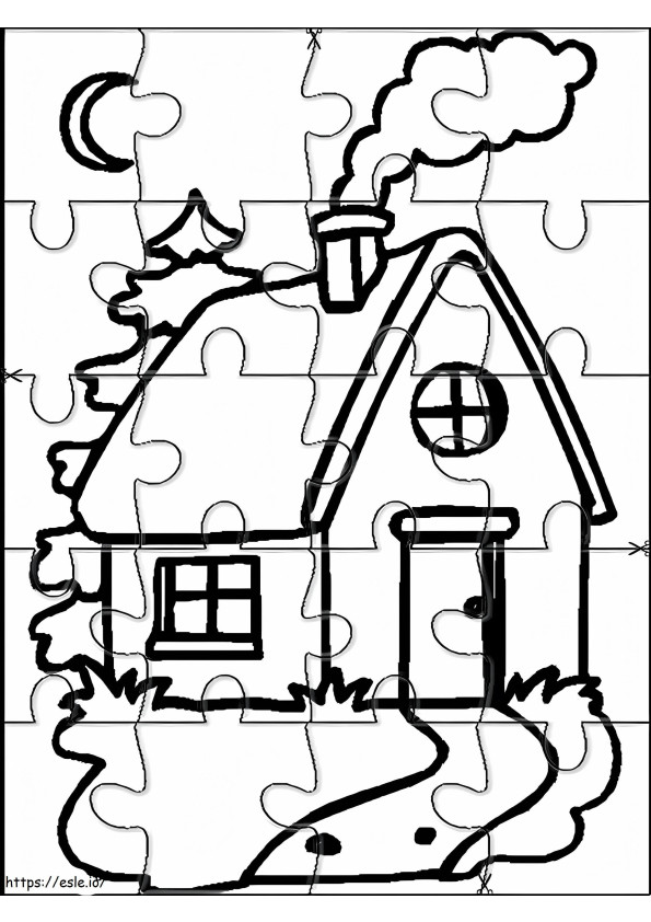 Haus-Puzzle ausmalbilder