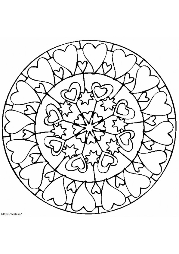 Mandala de coração simples em círculo para colorir