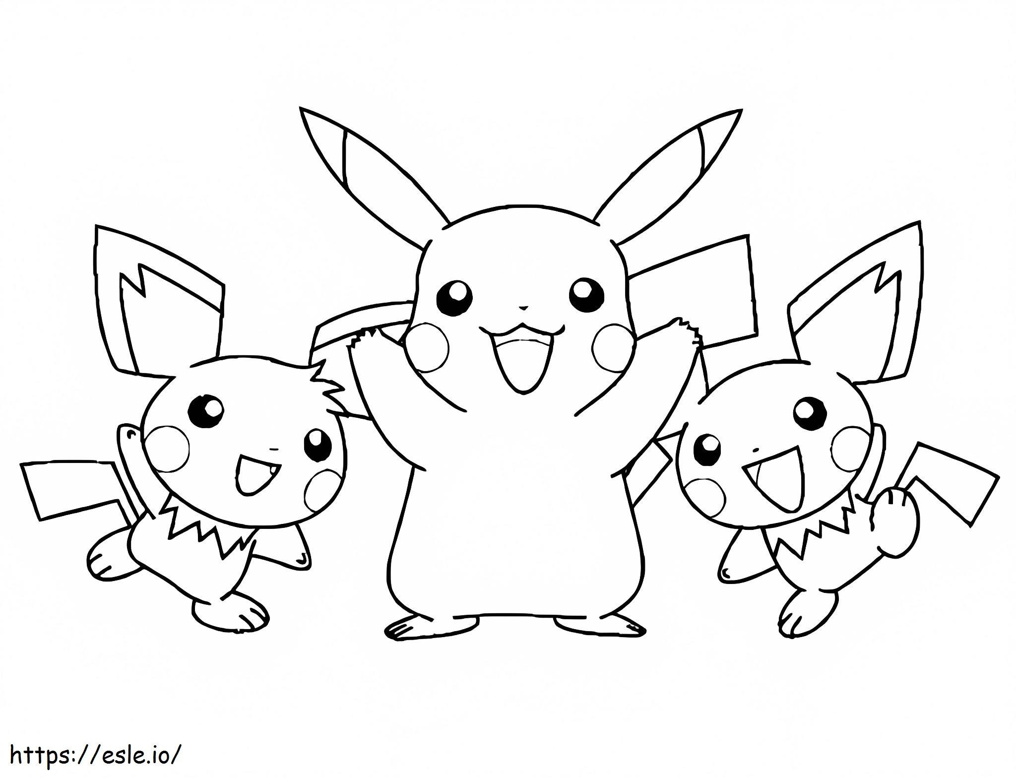 Coloriage Deux Pichu et Pikachu à imprimer dessin